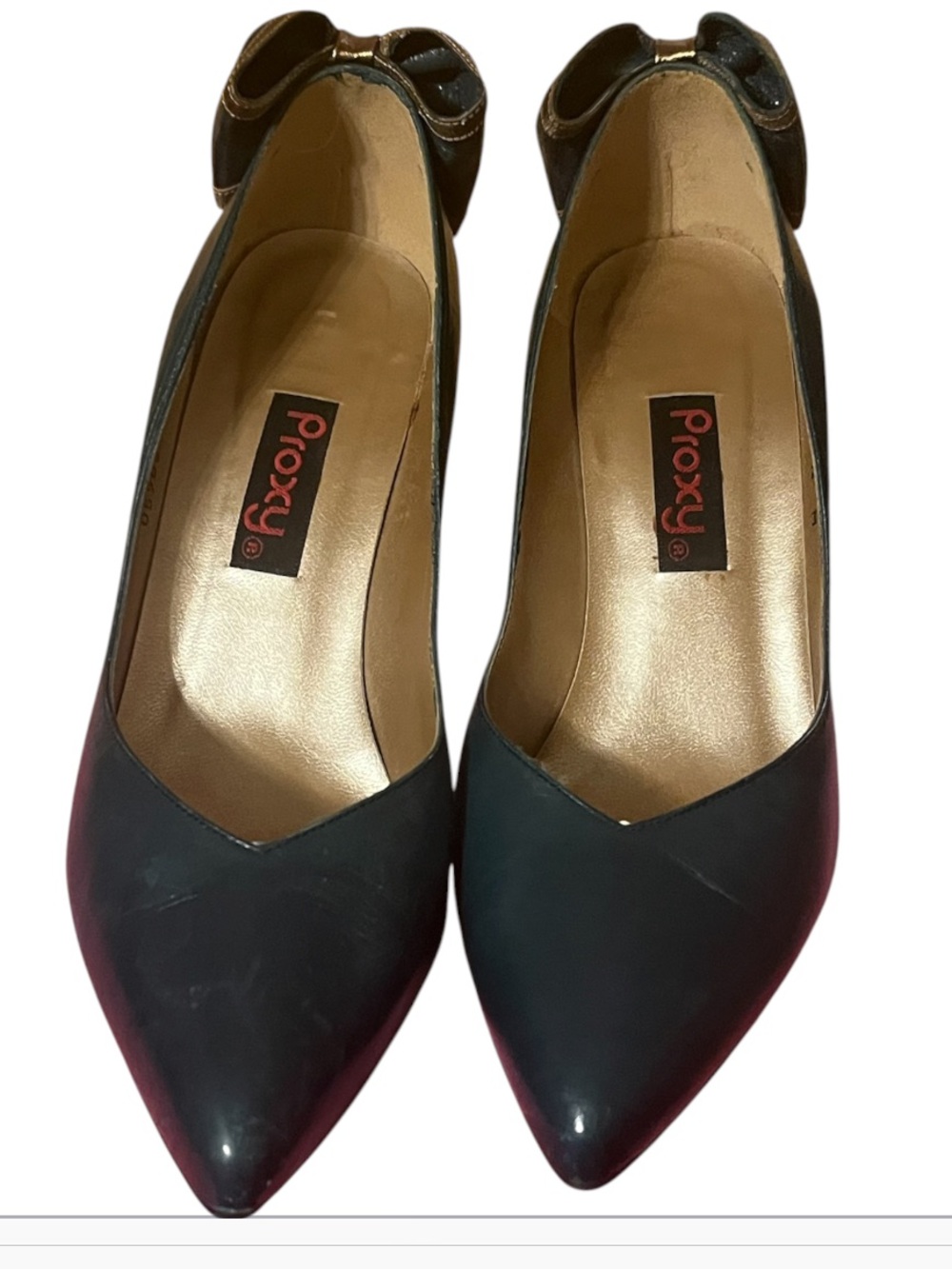 Roxy dark teal green Pointed-Toe Pumps with Bow Accent
